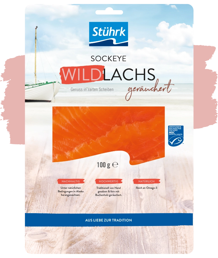 Produkte - Packaging - Wildlachs Sockeye geräuchert